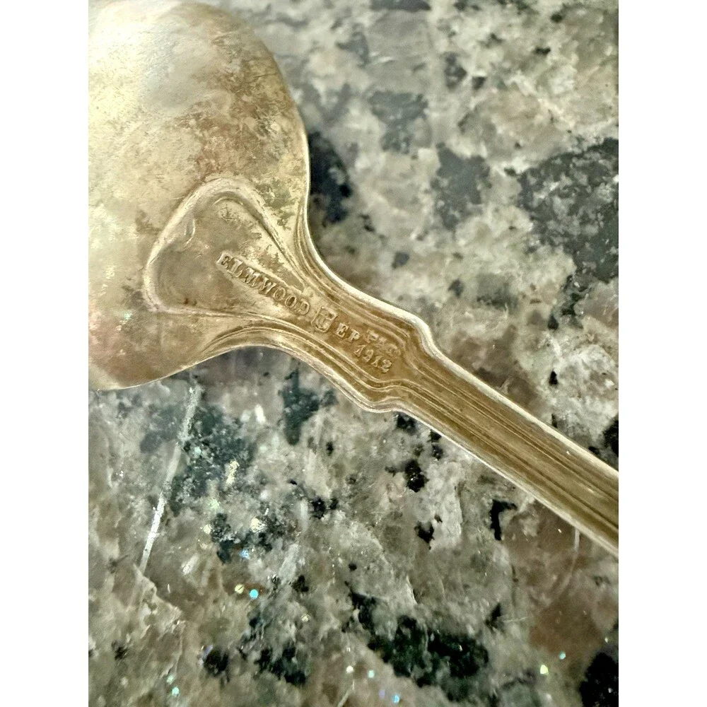 Antique 1912 Gorham Elmwood Bradford EP Oval Bowl Soup Spoon Hotel Silver Patina